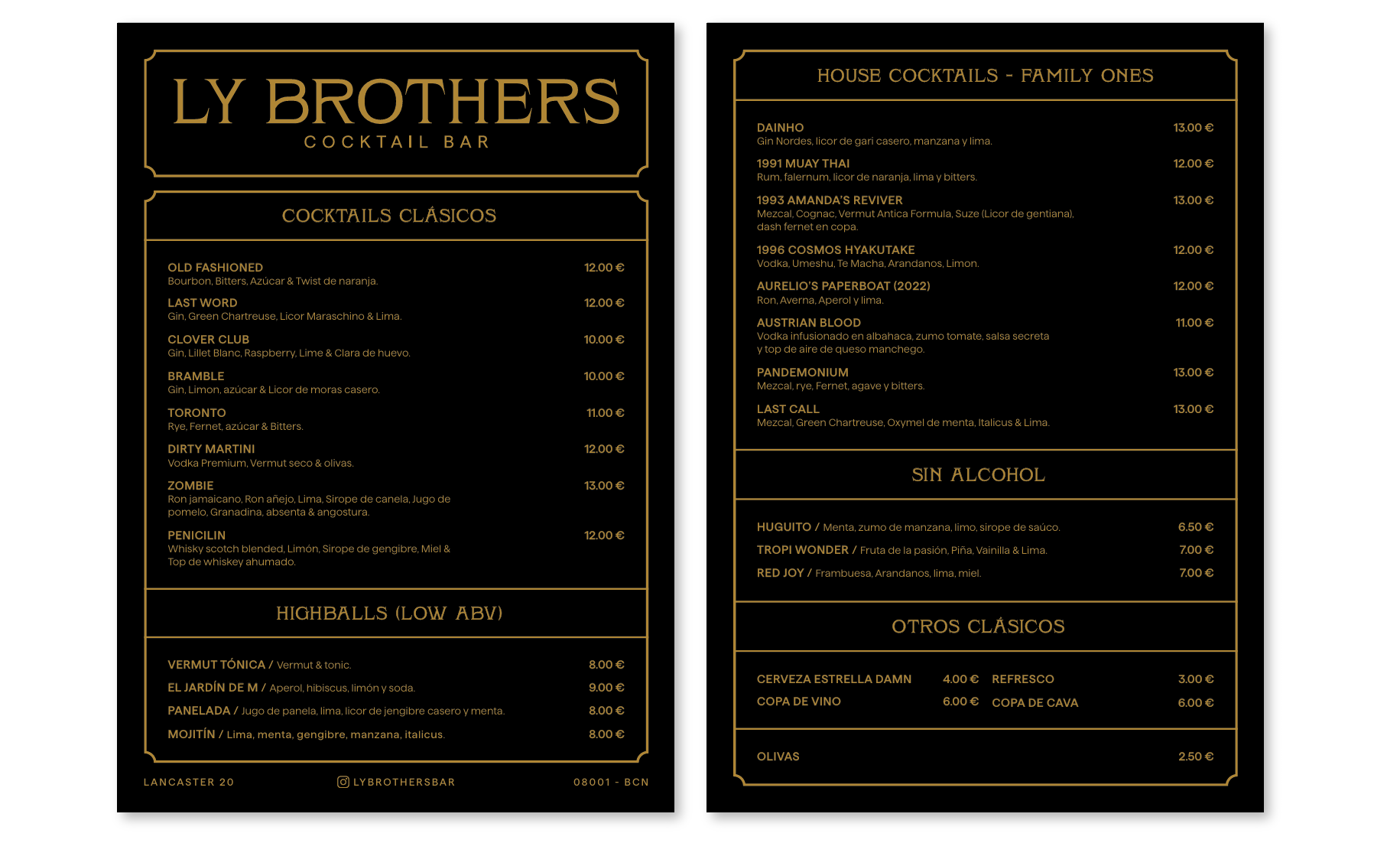 Ly Brothers Official Cocktail Menu Preview